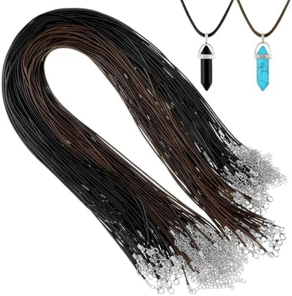 Tudomro 100 Waxed Leather Necklace Cord with Clasp,Black Brown,24 Inch by Tudomro