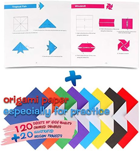 Origami Kit For kids ,120 Sheets Origami Paper with Instructions Book, 6x6 Inch square easy single Sided Square Colorful Folding Paper Set for Adults Beginners Activity - Image 2