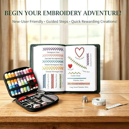 ARTACE Embroidery Stitch Book Kit for Beginners, Cross Stitch Starter Kit with Practice Book, DIY Craft Embroidery Patterns for Adults, Stitch Sampler Book - Image 2