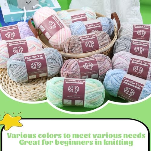 LUNARM Chenille Yarn for Crochet Knitting Chunky Blanket Velvet Yarn - Image 6