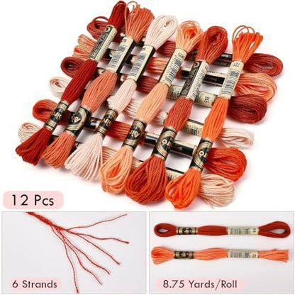 12 Skeins Orange Gradient Embroidery Thread Floss for Jewelry - Image 2
