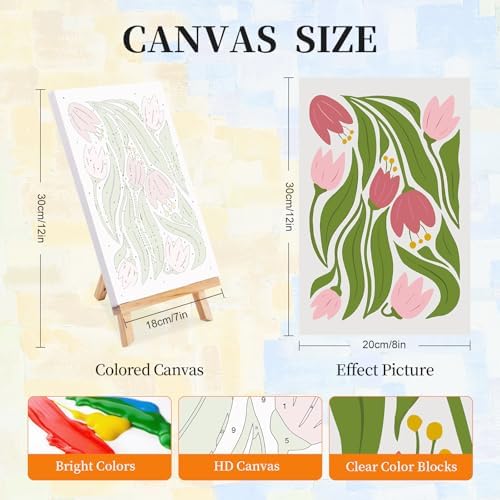 Okarina 4 Pack Paint by Numbers Kit for Adults with Frame, Easy Flower - Image 2