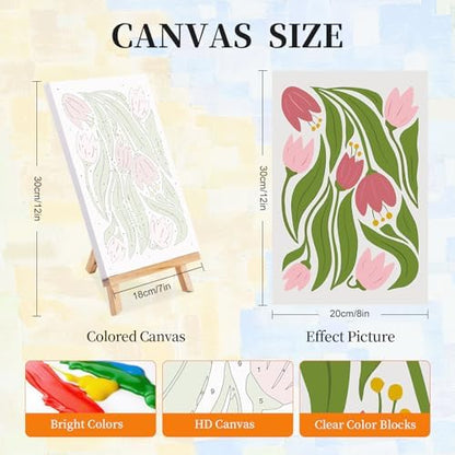 Okarina 4 Pack Paint by Numbers Kit for Adults with Frame, Easy Flower - Image 2