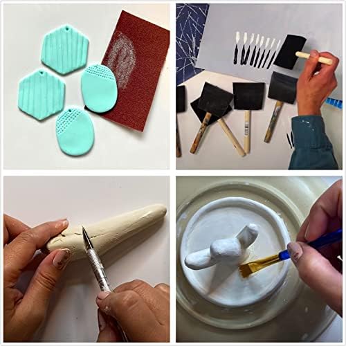 22 Air Dry Clay Tools for Adults Jewelry Making Sculpting Polymer Supplies Acrylic Roller Paint Brushes Set Dotting Scoring Stylus Craft Glue Sponge Silicone Clear Modeling Airdry Earring Kit - Image 2