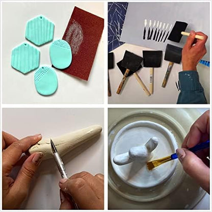 22 Air Dry Clay Tools for Adults Jewelry Making Sculpting Polymer Supplies Acrylic Roller Paint Brushes Set Dotting Scoring Stylus Craft Glue Sponge Silicone Clear Modeling Airdry Earring Kit - Image 2