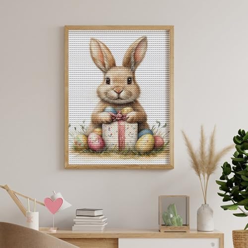 Cute Easter Bunny Diamond Drawing Art Kit for Adults Easter Egg and Gift Box DIY Diamond Art Painting for Beginners Full Drill Round Gem Art Painting for Crafts Home Wall Decor - Image 5