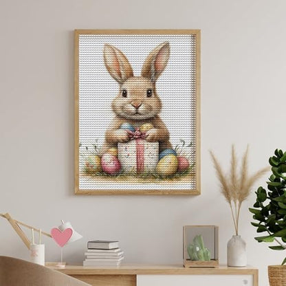 Cute Easter Bunny Diamond Drawing Art Kit for Adults Easter Egg and Gift Box DIY Diamond Art Painting for Beginners Full Drill Round Gem Art Painting for Crafts Home Wall Decor - Image 5