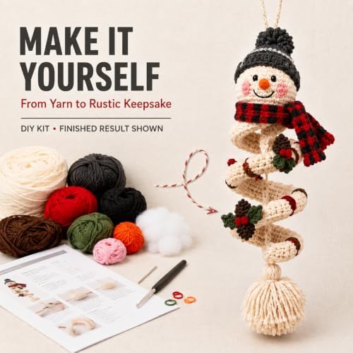Crochet Snowman Spiral Ornament DIY Kit, Christmas Craft for Adults - Image 2
