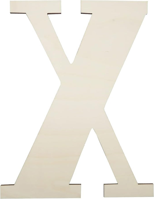 12 Inch Unfinished Wooden Numbers, 1/8 Inch Thick Large Blank Wooden Alphabet Handmade Painting Sign Boards for DIY Birthday Wedding Graduate Party Decor Props - X