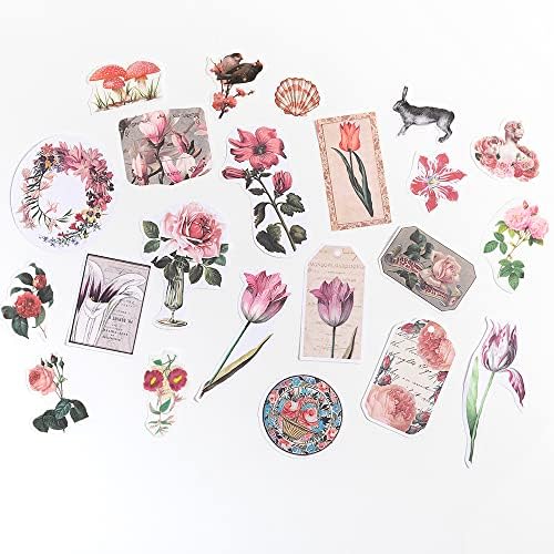 Alideco 200pcs Vintage Scrapbook Supplies Kit Kawaii Mushrooms, Flowers Scrapbooking Paper Washi Bullet Journals Planners Collage Album Aesthetic Cottagecore - Image 4