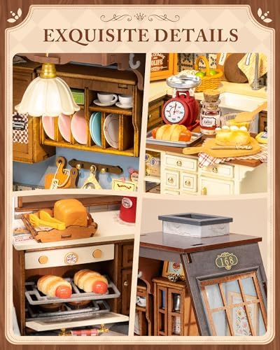 ROBOTIME DIY Miniature House Kit Dollhouse Kit for Adults Mini Tiny House Kit with Furniture Building Model Kit Crafts Creative Gift for Boys Girls (Baking Kitchen) - Image 2