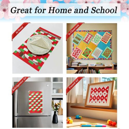 15 Christmas Paper Weaving Project • Anxiety Relief PaperCraft • DIY Placemats with ¾-inch Paper Strips and 9x14-inch Mats • Beginner Learn to Weave • Home and Classroom Decor (Red White Green) - Image 6