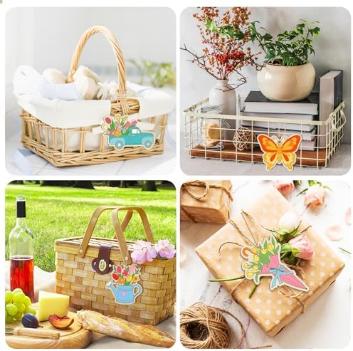 80PCS Wooden Spring Ornaments to Paint, 10 Styles DIY Blank Unfinished Wood Flower Cutouts Butterfly Ornament for Crafts Hanging Decorations, Cute Bee Flower Shape Home Decorations Gifts - Image 6