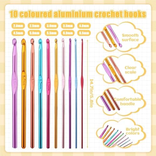 IMZAY 54 Pcs Crochet Hooks Set, 0.6mm-6.5mm Crochet Needles for Yarn - Image 3