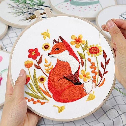 Louise Maelys Autumn Fox Embroidery Kit for Beginners Floral Craft - Image 4