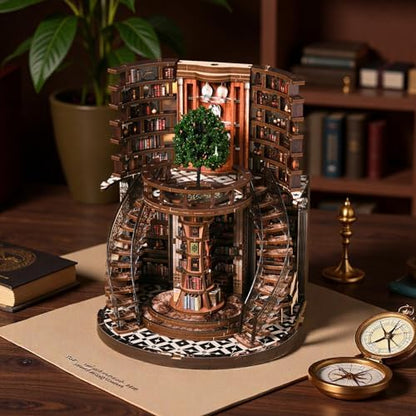 DIY Miniature House Kit, Book Nook Kit, 3D Wooden Puzzles Bookshelf Craft Kits, Dollhouse Kit with LED Light, Mini Building Kit for Adults Teen to Build (Dreamy Bookstore) - Image 5