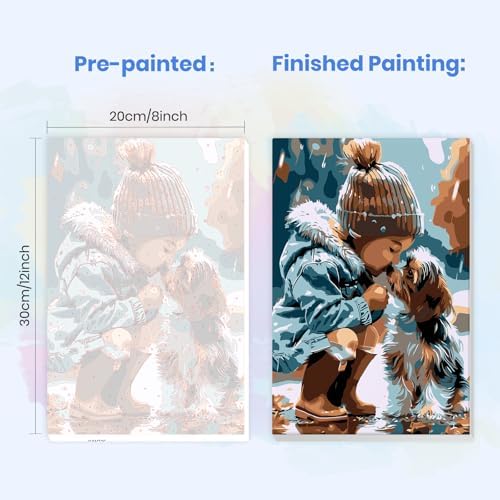 MXJSUA Animal Dog Framed Paint by Numbers for Adults Beginners, Easy Adults' Paint-by-Number Kits on Canvas with Easel, Acrylic Number Painting Crafts Gifts for Home Decor, 8x12 inch - Image 3