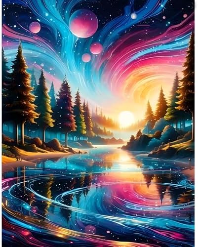 Lzyueyuan Landscape Stamped Cross Stitch Kits for Beginners,Needlepoint Counted Cross Stitch Kits for Adults,Easy Prestamped Pattern Needlepoint Kit Crafts for Home Decor Gifts11.8X15.7in by Unknown