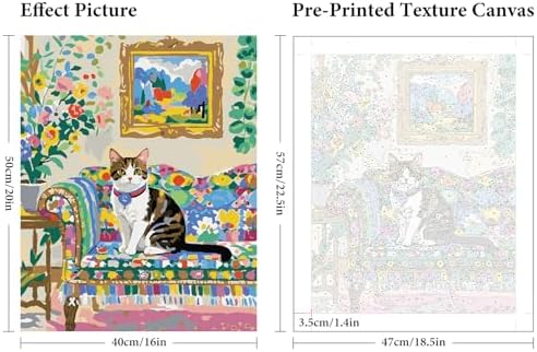 Fountor Paint by Numbers Kit for Adults Beginner, Flowers Cat Adult Paint by Number Kits on Canvas Without Frame, Cat Oil Paint by Numbers for Home Decor Gift 16” W x 20”L - Image 3