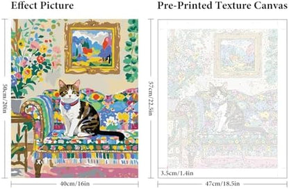 Fountor Paint by Numbers Kit for Adults Beginner, Flowers Cat Adult Paint by Number Kits on Canvas Without Frame, Cat Oil Paint by Numbers for Home Decor Gift 16” W x 20”L - Image 3