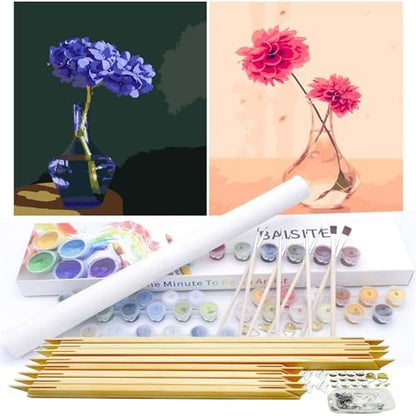 BAISITE Paint by Numbers Kit for Adults Beginners,12" Wx16 L 2 Pack Canvas for Painting Kits for Adults in Colorful Box-PBN207-208-DIY Frame by PaintbyNumbersKitsforAdults