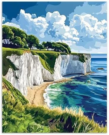 Alptiny Coastal Landscape Paint by Numbers Kit for Adults Beginner, Cliffside Beach Paint by Number Kits, DIY Seaside Oil Painting Kit for Relaxation & Home Decor, 16x20 Inch by Unknown