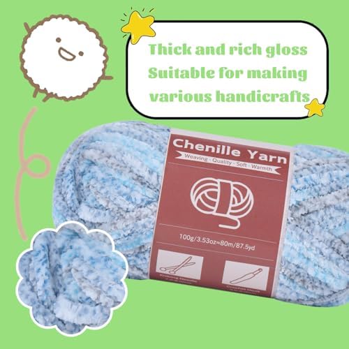 LUNARM Chenille Yarn for Crochet Knitting Chunky Blanket Velvet Yarn - Image 4