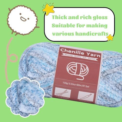 LUNARM Chenille Yarn for Crochet Knitting Chunky Blanket Velvet Yarn - Image 4
