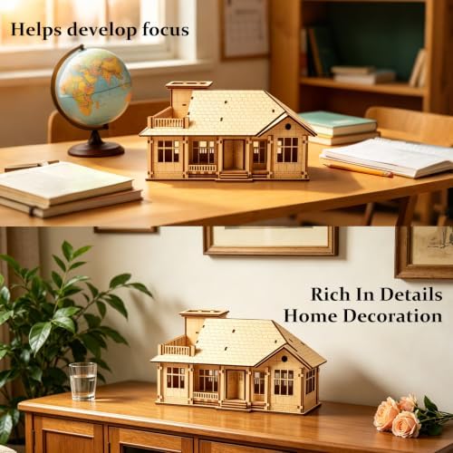 3D Wooden Puzzle for Adults, DIY Miniature Garden Villa Building One Layer - Image 6