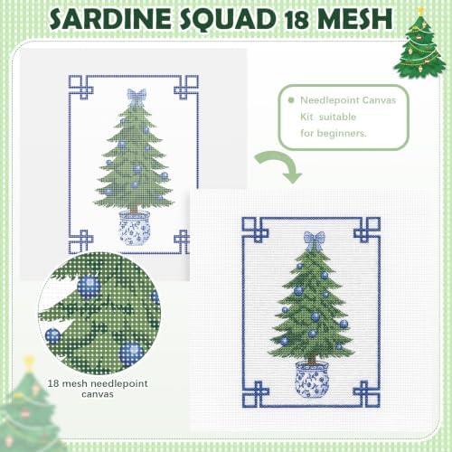 XunYee Needlepoint Canvas Kit, Chinese Christmas Tree - Image 3