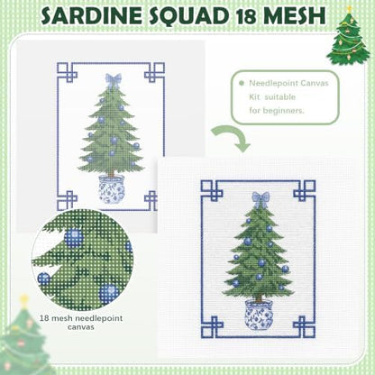 XunYee Needlepoint Canvas Kit, Chinese Christmas Tree - Image 3