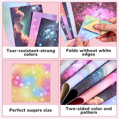 JoyCat Dreamy Fantasy Patterned Origami Paper, 50 Sheets, 6x6 Inch - Image 3