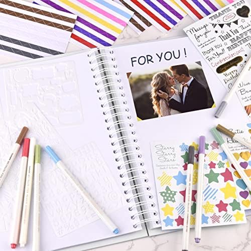 GOTIDEAL 12 x 12 Inch Scrapbook Album with 10 Metallic Markers, White - Image 7