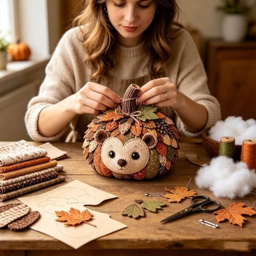 2PCS DIY Animal Pumpkin Sewing Kit - Autumn Fabric Animal Pumpkin Craft Set for Adults Beginners - Thanksgiving Handmade Fall Patchwork Craft Kit for Holiday Decor - Image 7
