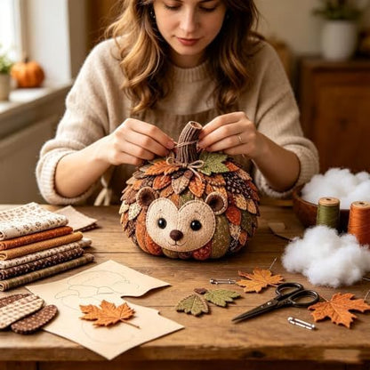 2PCS DIY Animal Pumpkin Sewing Kit - Autumn Fabric Animal Pumpkin Craft Set for Adults Beginners - Thanksgiving Handmade Fall Patchwork Craft Kit for Holiday Decor - Image 7