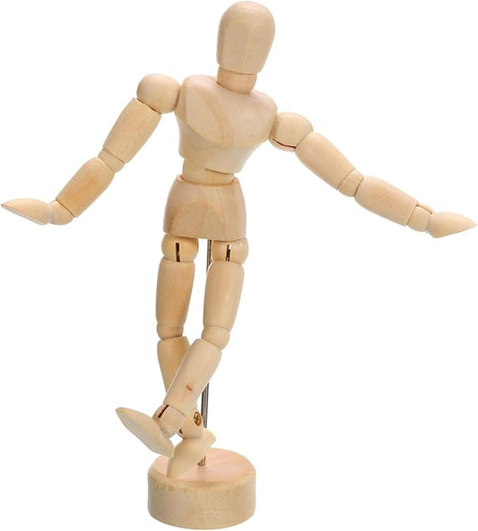 PATIKIL 4.5" Wooden Mannequin Figure, Artist Drawing Manikin Model Flexible Movable Jointed Sketching Lay Figure for Painting Drawing Decoration