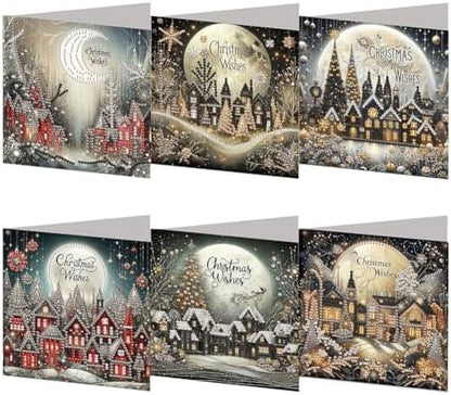 Diamond Art Greeting Cards Kit-6Pcs Diamond Art Cards Special Shaped Diamond Painting Greeting Card Arts Crafts for Christmas Birthday Thanksgiving Day Holiday (Christmas-1) by Unknown