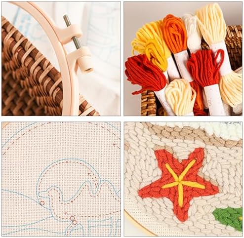 Woohome Punch Needle Kit Included Plastic Hoops, Punch Needle Cloth, Color Yarn and Punch Needle Tools for Adults, Beginners (Chrysanthemum, Lotus, Lily) - Image 7