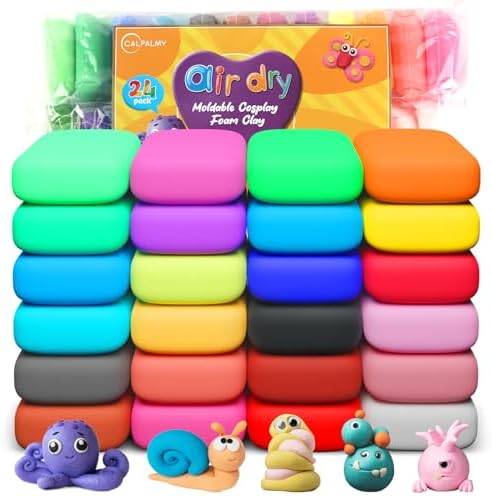 CALPALMY Air Dry Clay, 24-Pack Colors Moldable Cosplay Foam Clay for Kids Gifts Partty and School Project Supplies, Perfect for Crafts Sculpting and Artistic Projects (8.5oz/Pack) by CalPalmy