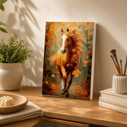 Spandrel Framed Paint by Numbers Horse Kit for Adult, Autumn Adult Paint by Number Kits on Canvas, DIY Acrylic Oil Easy Fall Painting by Numbers Thanksgiving for Home Wall Decor, 8x12in - Image 4