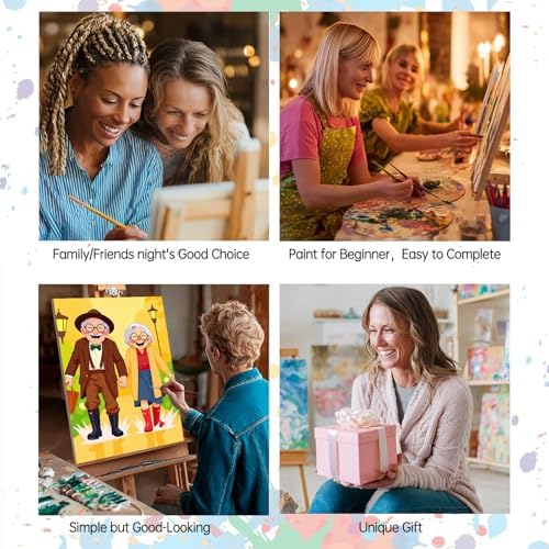 Cute Grandma Paint by Number for Adults, Old Woman Sisters DIY Oil Painting Kits on Canvas and Acrylic Pigment, Colorful 6 Packs Adults Paint by Numbers for Gift Home Decor 8x12 Inch (Frameless) - Image 6