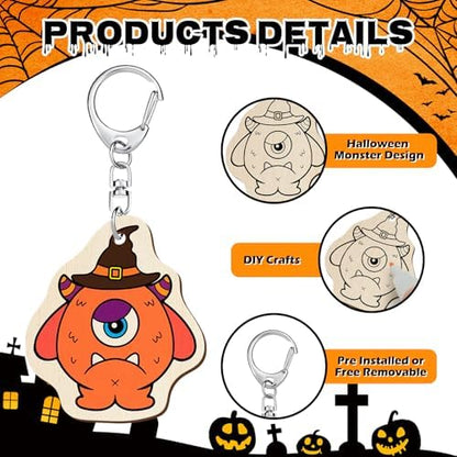 RattanView 24 Pcs Monster Craft Keychains DIY Keychain, 12 Styles - Image 3