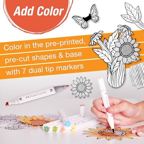 Faber-Castell Pop Up Coloring Bouquet: Sunflowers, Crafts for Adults and Sunflower Gifts for Women, Craft Kits for Adults and Teens, Adult Coloring and Gifts for Teen Girls | Gifts for Mom - Image 5