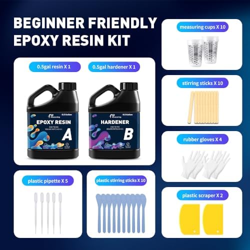 Honcaring Epoxy Resin 1 Gal Kit, Hard Type Epoxy Resin Kit, Less Bubble & Low Odor Resin Epoxy for Casting, Jewelry Making, Art Resin, Easy Mix Ratio 1:1 (0.5 Gallon×2) - Image 4