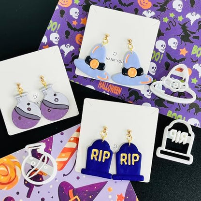 Xaekicr Halloween Polymer Clay Cutters Set – 8pcs Halloween Clay Cutters for Polymer Clay Jewelry, Clay Earring Cutters and Molds – Pumpkin, Tombstone, Witch Hat Clay Tools for DIY Crafts - Image 5