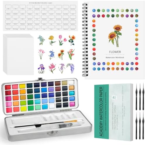 50 Colors Watercolor Workbook for Beginners with Paint&Paper&Book by MicoSim