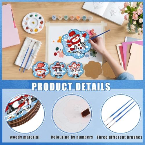 6 Pack Christmas Paint by Numbers Kits Coasters with Holder Cork Pads - Image 6