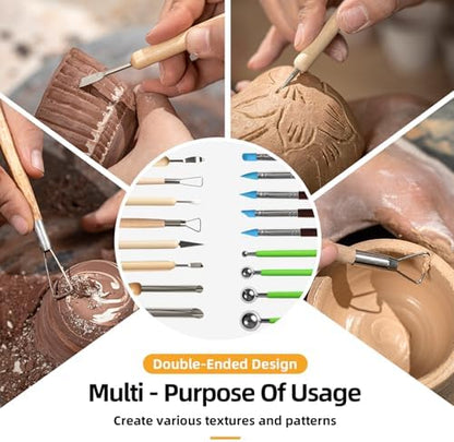 Mepubby 38 Pcs Pottery Tools & Air Dry Clay Tools Kit – Modeling Tools Set for Carving, Shaping, Molding & Crafting – Ideal for Polymer Clay, Ceramic, Air Dry Clay – for Beginners, Hobbyists, Artists - Image 5