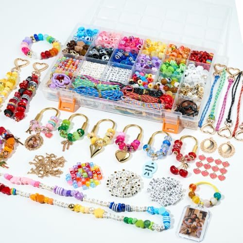 1700 Pcs Keychain Making Kit with Carabiners, Paracord Beads for Keychains by DeinduserHandmade
