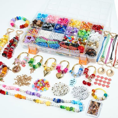 1700 Pcs Keychain Making Kit with Carabiners, Paracord Beads for Keychains by DeinduserHandmade